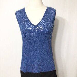 Sequin Knit V-neck Sleeveless Top
